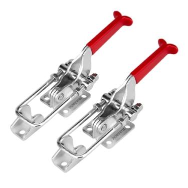 Imagem de POWERTEC Braçadeira de alternância 2PK, capacidade de retenção de 907 kg, trava de parafuso em U ajustável 40341 com alça de mão antiderrapante para gabaritos e luminárias de marcenaria, defumador,