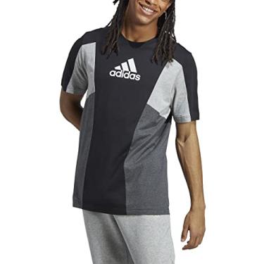 Imagem de adidas Camiseta masculina Essentials Colorblock, Preto/cinza escuro mesclado, X-Large