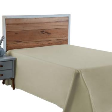 Imagem de Lençol Casal Algodão 300 Fios Sem Elástico Avulso Cama Box e Padrão (PALHA)