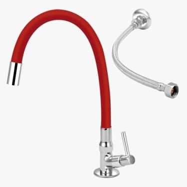 Imagem de Torneira P/Cozinha Mesa Tb Gourmet Colorido 1/4v + Flexivel Cor:Vermelho
