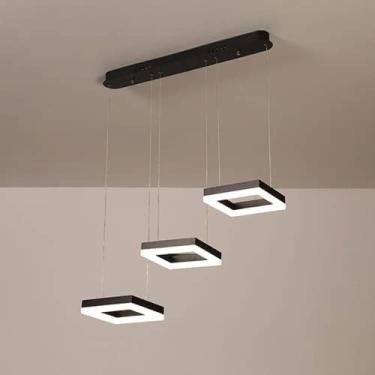 Imagem de Lustre moderno de cluster quadrado suspenso luminária LED mesa de jantar luminária de teto, lâmpada de teto 48W 6000K para entrada quarto cozinha corredor vestiário (nulo escuro) Safehappy