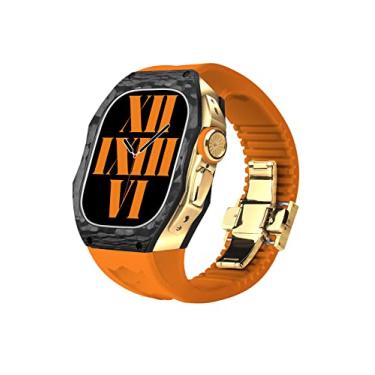 Imagem de Capa de fibra de carbono moderna de 49 mm para Apple Watch ultra 49 mm pulseira de borracha fluoro para iWatch Viton kit de modificação acessórios (LCD-fibra de carbono-G)