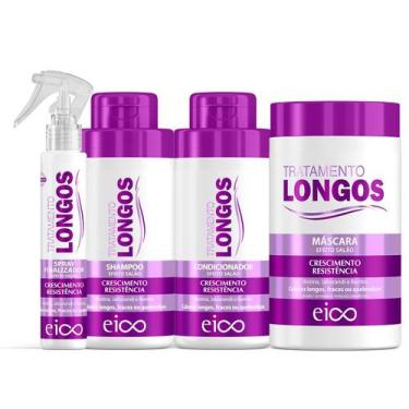 Imagem de Eico Cabelos Longos Shampoo Sem Sal E Condicionador Leave-In 450ml + M