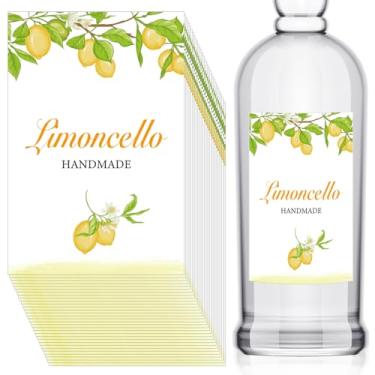 Imagem de Sinload 50 etiquetas de limoncello, adesivos quadrados de limoncello de 7,6 cm x 5 cm para garrafas de limoncello e adesivo de licor de limão