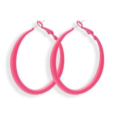 Imagem de Brincos de argola coloridos para mulheres, brincos de verniz para assar lindos brincos de doces joias para mulheres 5 cm/1,96", Metal, Sem pedra preciosa