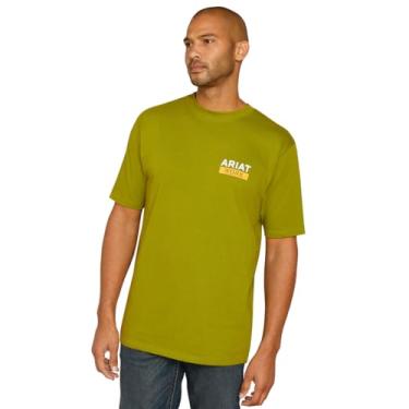 Imagem de ARIAT Camiseta masculina com estampa de gola redonda forte de algodão vergalhão, Going Green, GG Alto