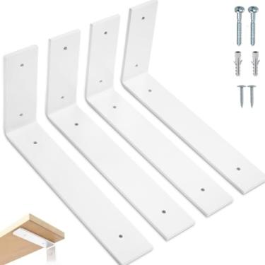 Imagem de rio design99 – 10cm - mão francesa cantoneira invertida – branca – ferro aço suporte para prateleira reforçada resistente industrial madeira bancada estante – 100mm