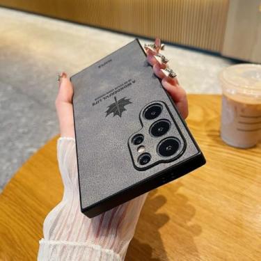 Imagem de Capa de couro fosca com folha de bordo para Samsung Galaxy S24 S23 S22 Plus Ultra à prova de choque, cinza, para Galaxy S23