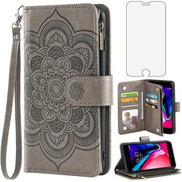 Imagem de Asuwish Capa carteira compatível com iPhone 7plus 8plus 7/8 Plus e protetor de tela de vidro temperado couro flip porta-cartão capa para celular i Phone7s 7s + 7+ 8s 8+ Phones8 7p 8p mulheres homens