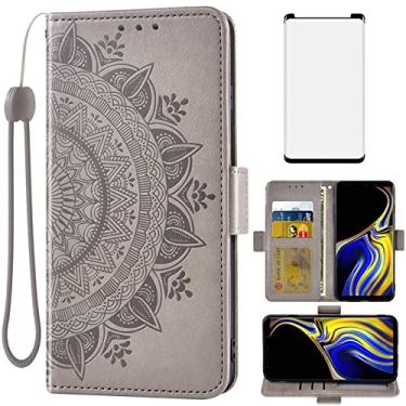 Imagem de Asuwish Compatível com Samsung Galaxy Note 9 Capa carteira de vidro temperado protetor de tela porta-cartão flip alça de pulso suporte capa de celular para Galaxies Note9 Gaxaly Glaxay Not S9