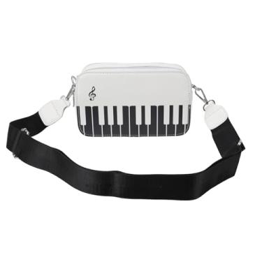 Imagem de Piano Music Notes Shoulder Bag, Elegante Piano Music Notes Bolsa de Ombro Em Couro PU para Mulheres, Sacola Crossbody Com Alça de Ombro Destacável (Branco)