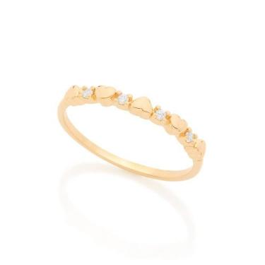 Imagem de Anel banhado ouro 3x 24k 18k e 22k feminino rommanel fino skinny zircô