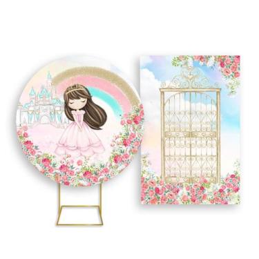 Imagem de Painel De Festa Redondo 1,50x1,50 + Painel Vertical 1,50x2,20 - Jardim
