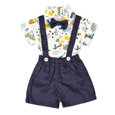 Imagem de Conjunto Infantil Menino Mauricinho Camisa Social Com Gravata Mais Sho
