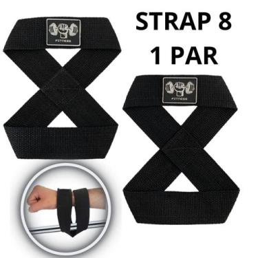 Imagem de Strap 8 Fita Musculação Academia Preto - 1 PAR - GENÉRICO
