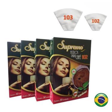Imagem de 4 CXs Filtros Para Cafeteira Lavável nº 102 Coador de Café TNT Supremo