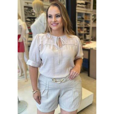 Imagem de Short Plus Size em Linho com Barra Italiana