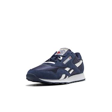 Imagem de Reebok Tênis masculino clássico de nylon, Team Navy/Team Navy/Platinum, 3.5