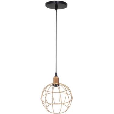 Imagem de Pendente Aramado Globo Luminária Lustre Luxo Teto Retrô Vintage Cobre 