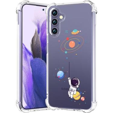 Imagem de CCFUNCASE Compatível com Samsung Galaxy S24+ Plus / S25+ Plus Capa transparente fofa para mulheres - Capas de telefone robustas Funda Capa protetora (Blue Planets Galaxy Astronaut)