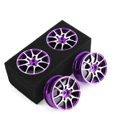 Imagem de Chanjorlin 1/10 RC On Road Drift Wheels Rims Hex 12mm Metal Rally Racing Hubs for 1:10 Scale Touring Street Car Tires Tyres Tamiya TT01 TT02 HSP 2S 3S Brushless HPI KYOSHO XV02 XV01 4PCS (Purple)