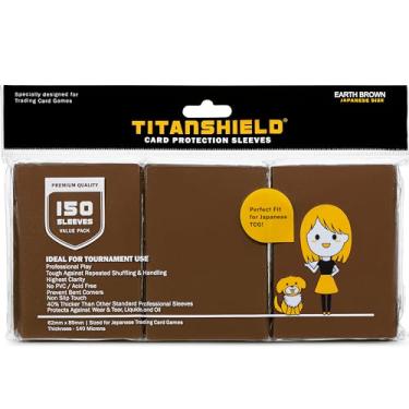 Imagem de TitanShield (150 Sleeve/Earth Brown Small Japanese Sized Trading Card Sleeves Deck Protector for Yu-Gi-Oh, Cardfight!! Vanguard & More