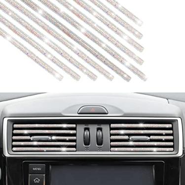 Imagem de AUKEPO 10 peças Bling para saída de saída de ar do carro, faixa de decoração de ar condicionado de strass para saída de ventilação, acessórios interiores de acabamento dobrável universais para a maioria das saídas de ar (multicolorido)
