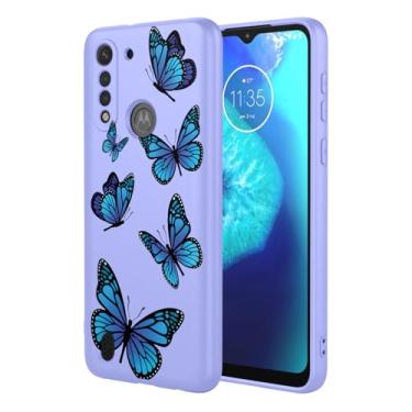 Imagem de HTXWXJC Capa para Moto G8 Power Lite, Motorola G8 Power Lite XT2055 capa à prova de choque flexível bumper TPU capa macia padrão borboleta capa de telefone para Motorola Moto G8 Power Lite borboleta