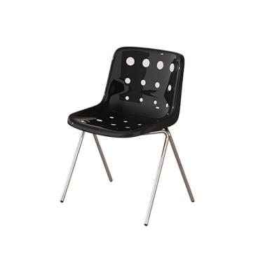 Imagem de Cadeira de jantar ergonômica empilhável com pernas de aço - assento largo e suporte lombar, para casa ou escritório (preto grande)