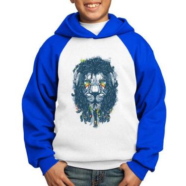 Imagem de Moletom Infantil Leão Reggae - Foca na Moda, Branco, Azul, 12