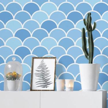 Imagem de Papel de Parede Adesivo Arcos Sereia Azul N019075 0,58x3M - Adesivo BR