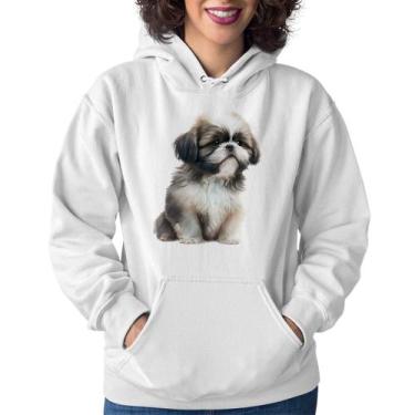 Imagem de Moletom Feminino Cachorro Shih Tzu Filhote - Foca na Moda, Branco, M