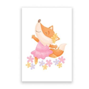 Imagem de Placa Decorativa MDF Bailarina Raposa 20x30cm - Quartinhos