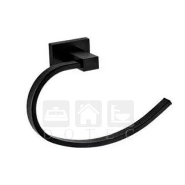 Imagem de Porta Toalha Rosto Redondo De Metal Preto Fosco Black Matte - Zrz Meta