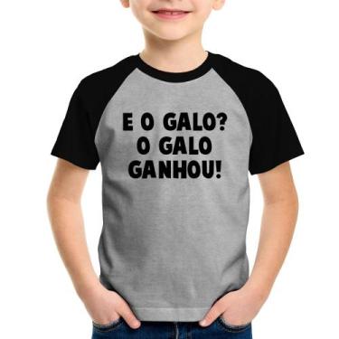 Imagem de Camiseta Raglan Infantil E o galo O galo ganhou! - Foca na Moda, Cinza