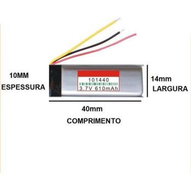 Imagem de Bateria 3 Fios 3,7v 610mah 10mm X 14mm X 40mm 101440 - KMIG