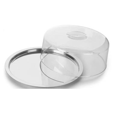 Imagem de Porta Queijo Queijeira Boleira Inox Forma 19,5cm