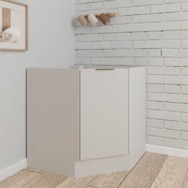 Imagem de Balcão Canto Oblíquo sem Tampo com Rodapé Puxador 150mm Ipanema CabeCasa MadeiraMadeira Branco