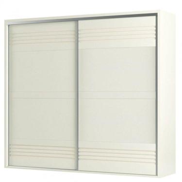 Imagem de Guarda-Roupa 2 Portas de Correr 4 Gavetas 6 Prateleiras Ripado Off White - Dalla Costa