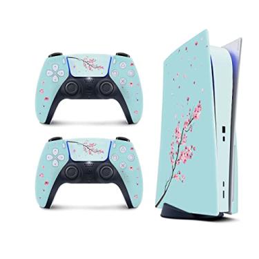 Imagem de PS5 Japanese Cherry Blossom Skin for PlayStation 5 Console and 2 Controllers, flowers Cherry skin Vinyl 3M Decal Stickers Full wrap Cover (Disk Edition)