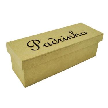 Imagem de Caixa Retangular Casamento Padrinho 23x8x7,5 Mdf Madeira - ATACADÃO DO