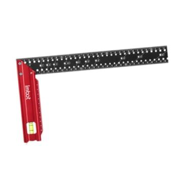 Imagem de Gralara Régua quadrada multifuncional de carpinteiro em L Régua de ângulo reto Esquadro de combinação Multiuso resistente com furos para inscrição, Comprimento 40cm