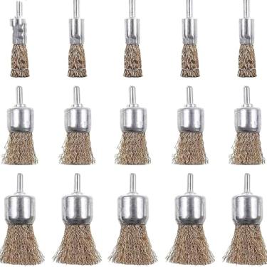 Imagem de 10/16/25mm cobre banhado a aço fio rodas escovas broca ferramentas rotativas gravador moedor polimento metal ferrugem remoção escova conjunto, 10mm, 5PCS