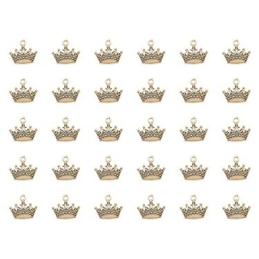 Imagem de Ruwado 30 peças de pingente de tiara mini metal vintage bonito joia pingente para fazer faça você mesmo colar pulseira colar colar fabricação de joias acessórios artesanais brincos zíperes (ouro antigo)