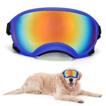 Imagem de Óculos de sol para cães grandes para cães com alça ajustável, óculos de natação e patinação à prova de UV, à prova de vento, poeira