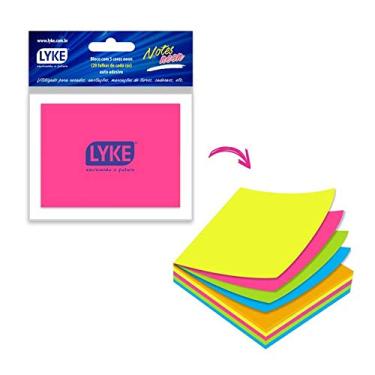 Imagem de Bloco Adesivo para Recado Lyke Neon 5 Cores 76x102mm com 100 folhas