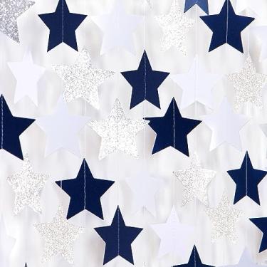 Imagem de Hugtmr Azul-Marinho-Branco-Prata Festa-Decorações Aniversário Guirlanda-62 Pés Twinkle Little Star Pendurado Serpentinas Banner, Casamento Despedida de Solteira Nupcial Chá de Bebê Formatura Decoração