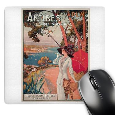 Imagem de 3dRose Mouse pad LLC 20 x 20 x 0,65 cm, pôster de viagem vintage Antibes French Rivera França (mp_126014_1)