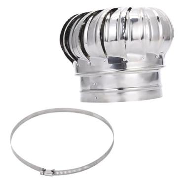 Imagem de Ioensy Ventilador de telhado Turbinas eólicas Ventilação de ar do sótão Tampa do ventilador de ventilação Fácil de instalar Peças de reposição Capô de, 150 Milímetros