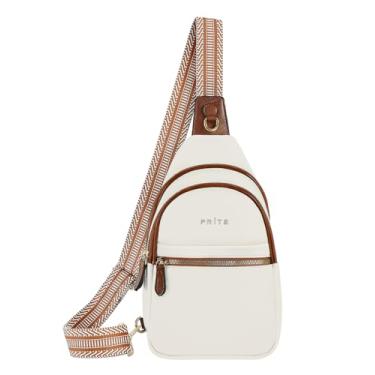 Imagem de Prite Bolsa tiracolo feminina de couro, pochete e bolsa de viagem, Branco